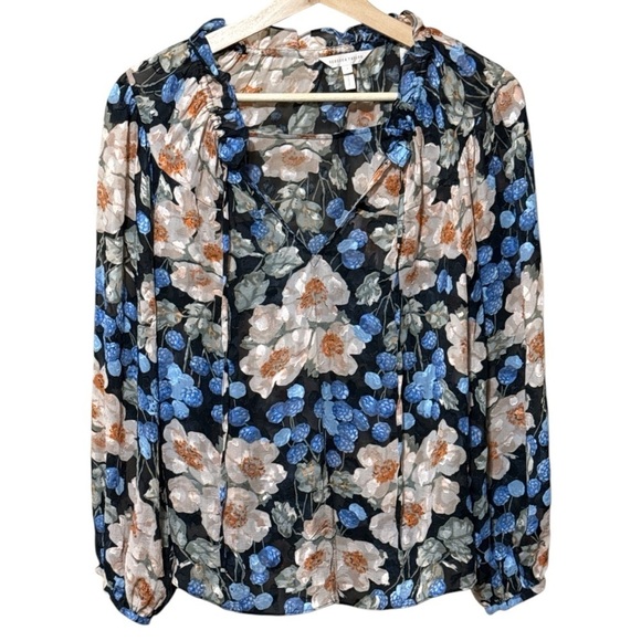 Like New - Rebecca Taylor Blush Rose Floral Blouse - Size 4 - Picture 7 of 10